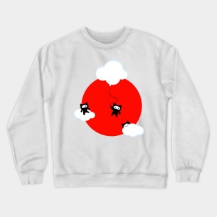 Ninja cats in the sky pattern (Japanese edition) Crewneck Sweatshirt